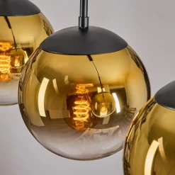 hofstein Gastor Suspension, Boule lumineuse Or, Clair, 3 lumières