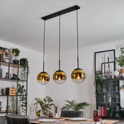 hofstein Gastor Suspension, Boule lumineuse Or, Clair, 3 lumières