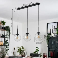 hofstein Gastor Suspension, Boule lumineuse Noir, 3 lumières