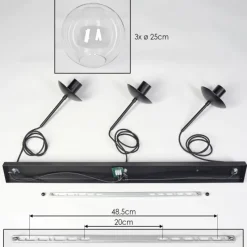 hofstein Gastor Suspension, Boule lumineuse Noir, 3 lumières