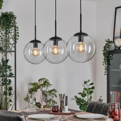 hofstein Gastor Suspension, Boule lumineuse Noir, 3 lumières