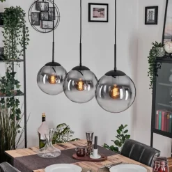 hofstein Gastor Suspension, Boule lumineuse Noir, 3 lumières