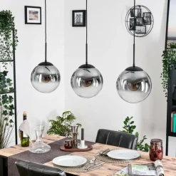 hofstein Gastor Suspension, Boule lumineuse Noir, 3 lumières