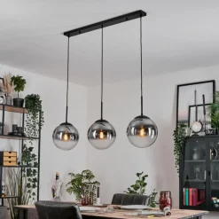 hofstein Gastor Suspension, Boule lumineuse Noir, 3 lumières