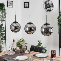 hofstein Gastor Suspension, Boule lumineuse Noir, 3 lumières