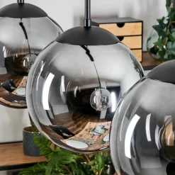 hofstein Gastor Suspension, Boule lumineuse Noir, 3 lumières