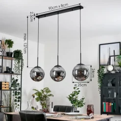 hofstein Gastor Suspension, Boule lumineuse Noir, 3 lumières