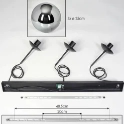 hofstein Gastor Suspension, Boule lumineuse Noir, 3 lumières