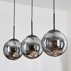 hofstein Gastor Suspension, Boule lumineuse Noir, 3 lumières