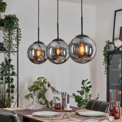 hofstein Gastor Suspension, Boule lumineuse Noir, 3 lumières