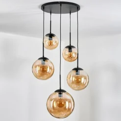 hofstein Gastor Suspension, Boule lumineuse 45 cm Noir, 5 lumières