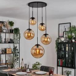 hofstein Gastor Suspension, Boule lumineuse 45 cm Noir, 5 lumières