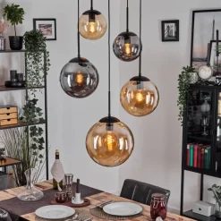 hofstein Gastor Suspension, Boule lumineuse 45 cm Noir, 5 lumières