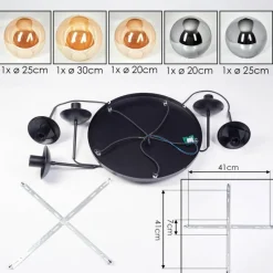 hofstein Gastor Suspension, Boule lumineuse 45 cm Noir, 5 lumières