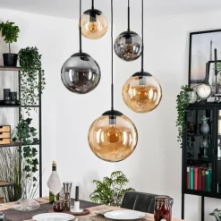 hofstein Gastor Suspension, Boule lumineuse 45 cm Noir, 5 lumières