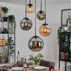 hofstein Gastor Suspension, Boule lumineuse 45 cm Noir, 5 lumières