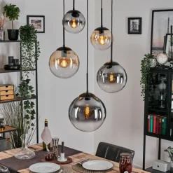 hofstein Gastor Suspension, Boule lumineuse 45 cm Noir, 5 lumières