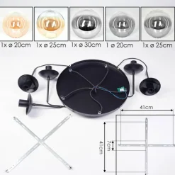 hofstein Gastor Suspension, Boule lumineuse 45 cm Noir, 5 lumières