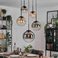 hofstein Gastor Suspension, Boule lumineuse 45 cm Noir, 5 lumières