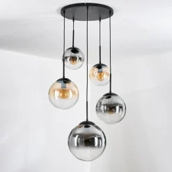 hofstein Gastor Suspension, Boule lumineuse 45 cm Noir, 5 lumières