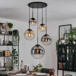 hofstein Gastor Suspension, Boule lumineuse 45 cm Noir, 5 lumières