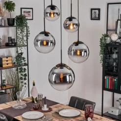 hofstein Gastor Suspension, Boule lumineuse 45 cm Noir, 5 lumières