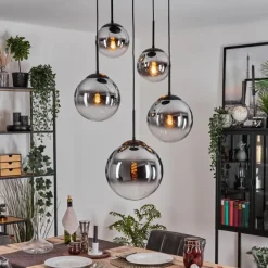 hofstein Gastor Suspension, Boule lumineuse 45 cm Noir, 5 lumières