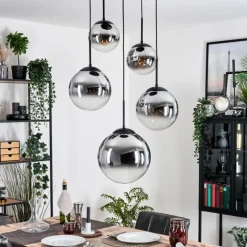 hofstein Gastor Suspension, Boule lumineuse 45 cm Noir, 5 lumières