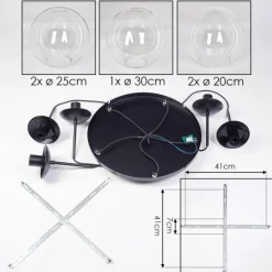 hofstein Gastor Suspension, Boule lumineuse 45 cm Noir, 5 lumières