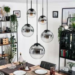 hofstein Gastor Suspension, Boule lumineuse 45 cm Noir, 5 lumières