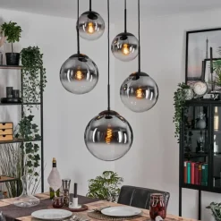 hofstein Gastor Suspension, Boule lumineuse 45 cm Noir, 5 lumières