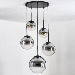 hofstein Gastor Suspension, Boule lumineuse 45 cm Noir, 5 lumières