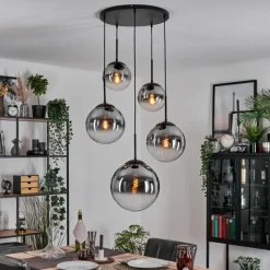 hofstein Gastor Suspension, Boule lumineuse 45 cm Noir, 5 lumières