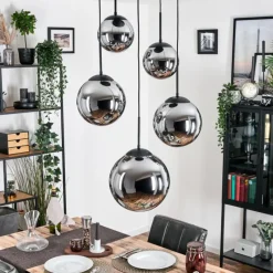 hofstein Gastor Suspension, Boule lumineuse 45 cm Noir, 5 lumières