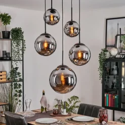 hofstein Gastor Suspension, Boule lumineuse 45 cm Noir, 5 lumières