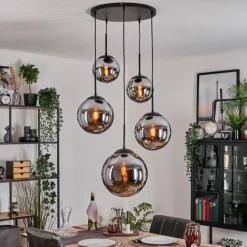 hofstein Gastor Suspension, Boule lumineuse 45 cm Noir, 5 lumières