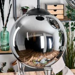 hofstein Gastor Suspension, Boule lumineuse 45 cm Noir, 5 lumières