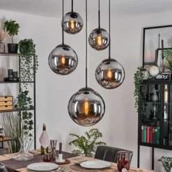 hofstein Gastor Suspension, Boule lumineuse 45 cm Noir, 5 lumières