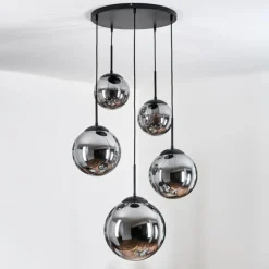 hofstein Gastor Suspension, Boule lumineuse 45 cm Noir, 5 lumières