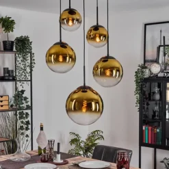 hofstein Gastor Suspension, Boule lumineuse 45 cm Noir, 5 lumières