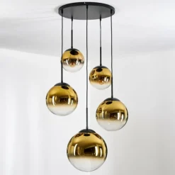 hofstein Gastor Suspension, Boule lumineuse 45 cm Noir, 5 lumières