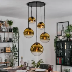 hofstein Gastor Suspension, Boule lumineuse 45 cm Noir, 5 lumières