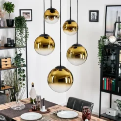 hofstein Gastor Suspension, Boule lumineuse 45 cm Noir, 5 lumières