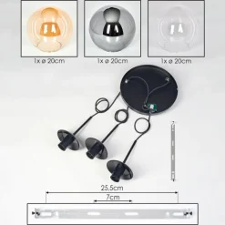 Suspension Verre Fumé-hofstein Gastor Suspension, Boule lumineuse Ambre, Clair, Fumé, 3 lumières