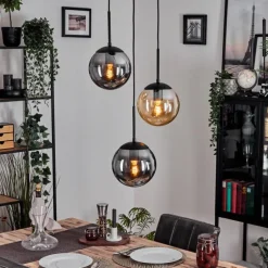 hofstein Gastor Suspension, Boule lumineuse Ambre, Fumé, 3 lumières