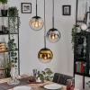 Lampes Dorées-hofstein Gastor Suspension, Boule lumineuse Ambre, Or, Clair, Fumé, 3 lumières