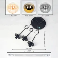 Lampes Dorées-hofstein Gastor Suspension, Boule lumineuse Ambre, Or, Clair, Fumé, 3 lumières