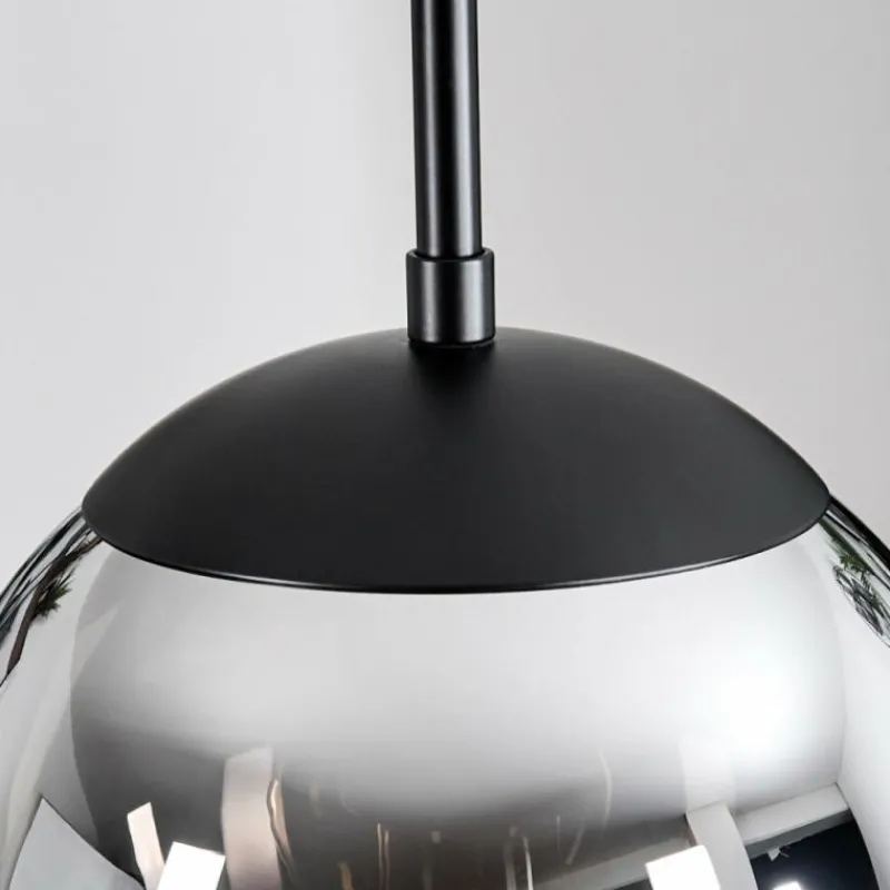 Suspension Verre Fumé-hofstein Gastor Suspension, Boule lumineuse Chrome, Fumé, 3 lumières