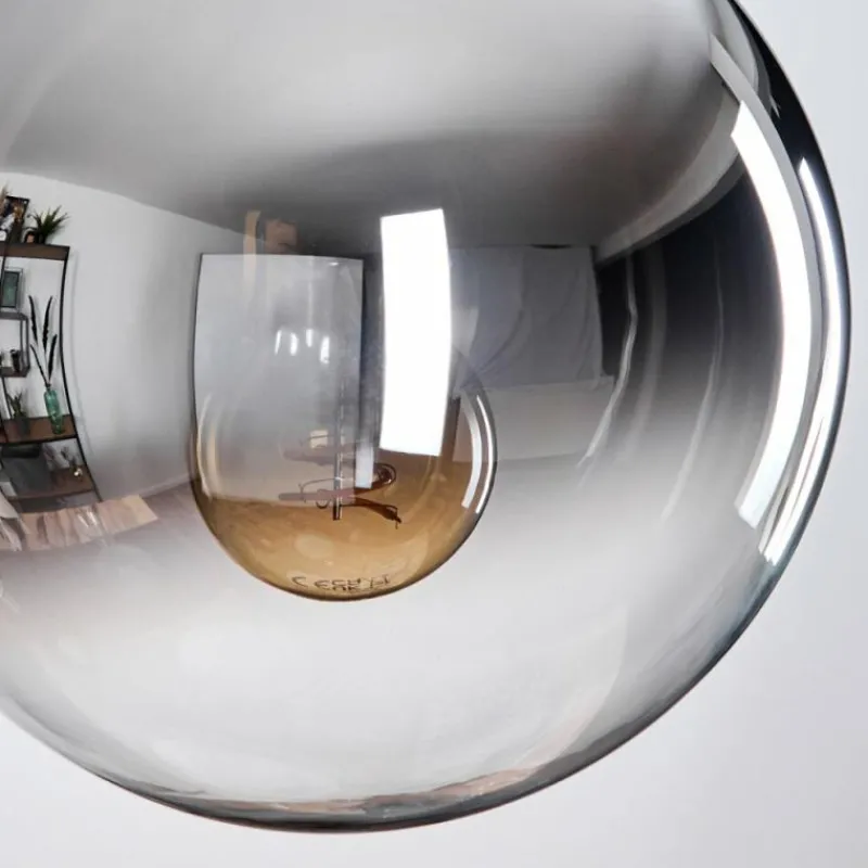 Suspension Verre Fumé-hofstein Gastor Suspension, Boule lumineuse Chrome, Fumé, 3 lumières