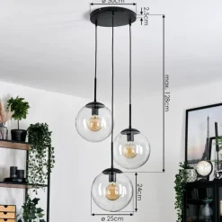hofstein Gastor Suspension, Boule lumineuse Clair, 3 lumières